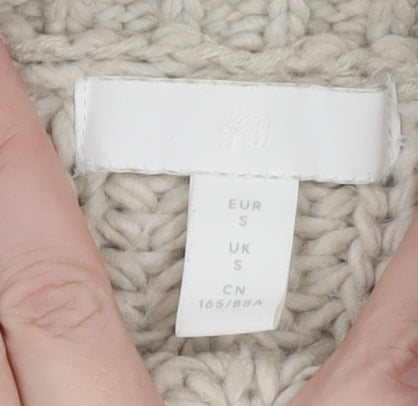 H&M Women’s Beige Chunky Knit Roll Neck Jumper Size S