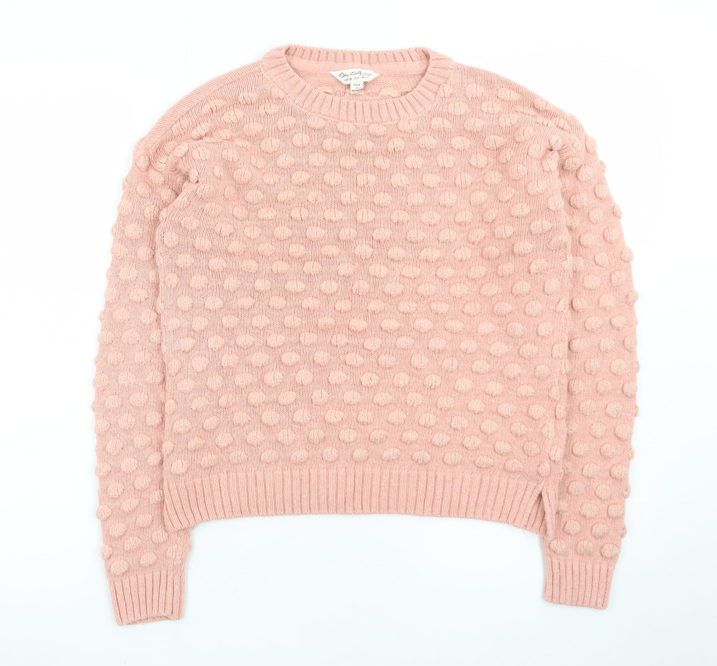 Miss Selfridge Women Pink Bobble Knit Jumper UK 10 Crew Neck Pullover