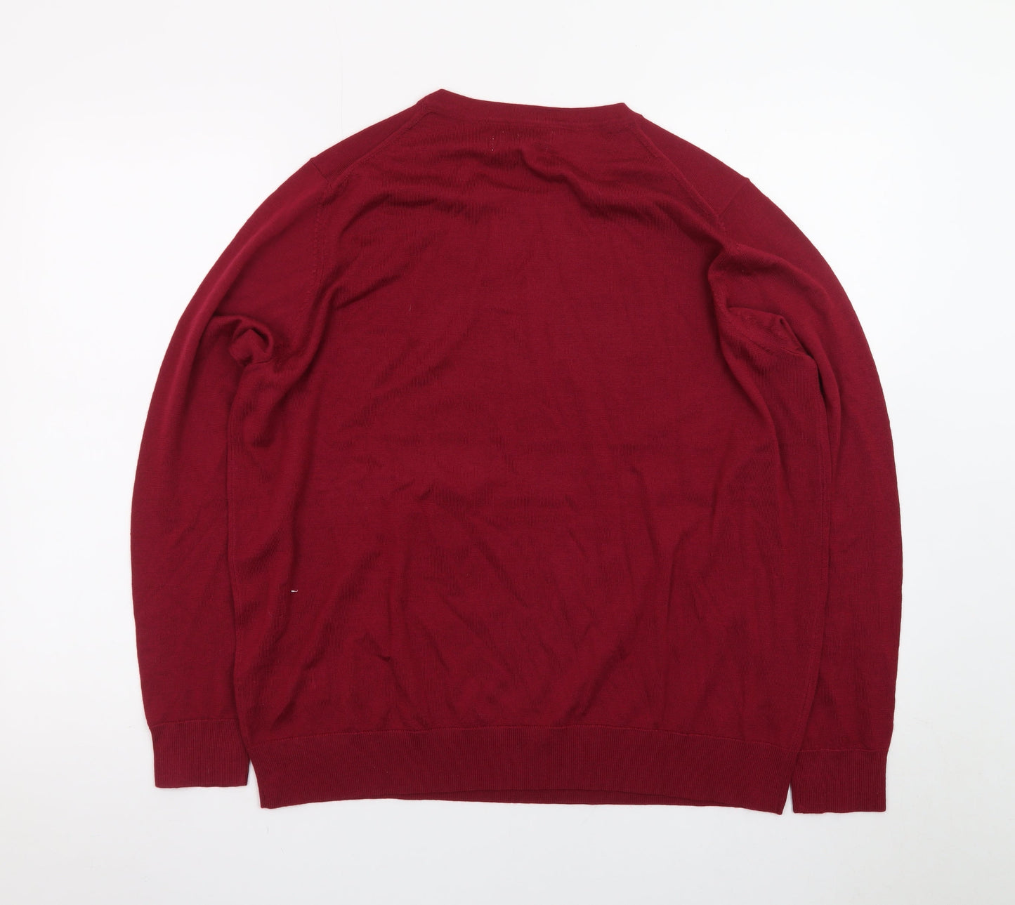 Marks and Spencer Men's Red Merino Wool Crew Neck Jumper L