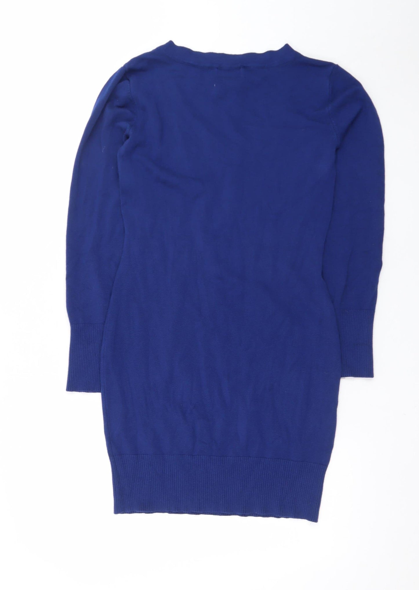Cashel Women's Blue Knit Jumper Dress L with Buckle Detail