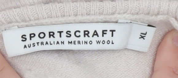 Sportscraft Women Ivory High Neck Merino Wool Jumper XL