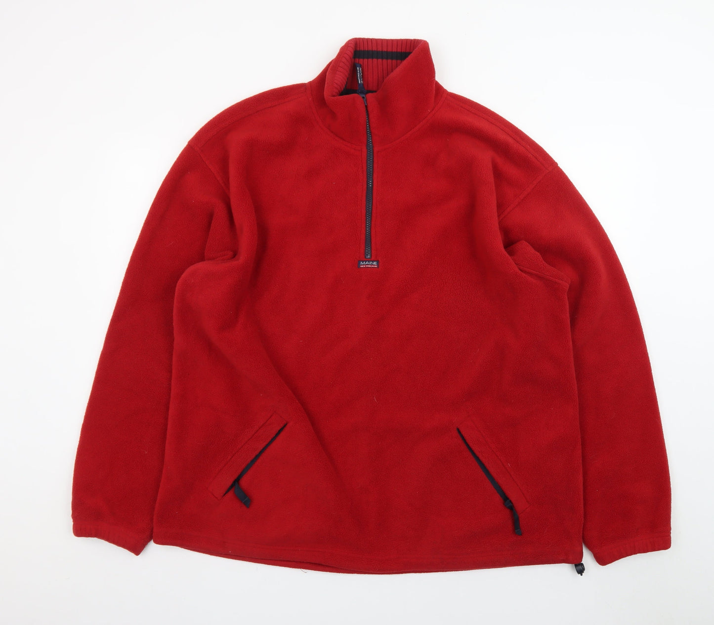 Maine New England Men's Red XL Fleece 1/4 Zip Pullover Sweatshirt