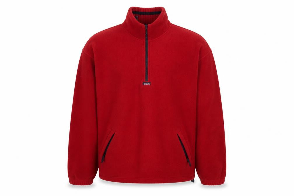 Maine New England Men's Red XL Fleece 1/4 Zip Pullover Sweatshirt
