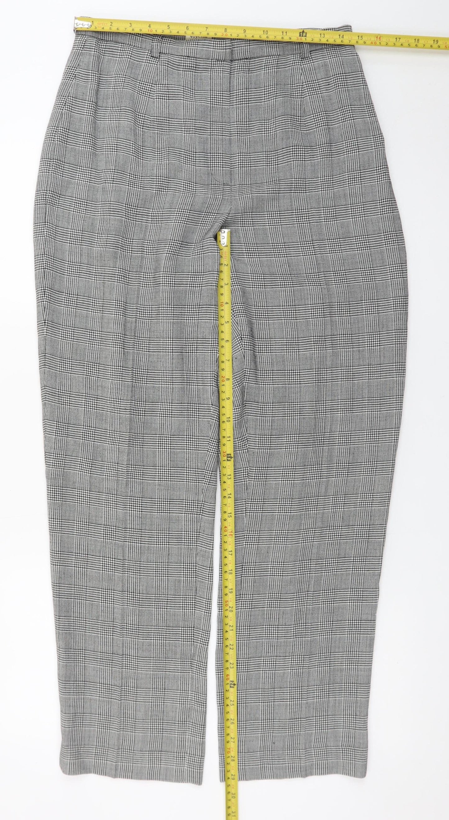 Viyella Petite Women's Grey Check Wool Blend Trousers UK 12