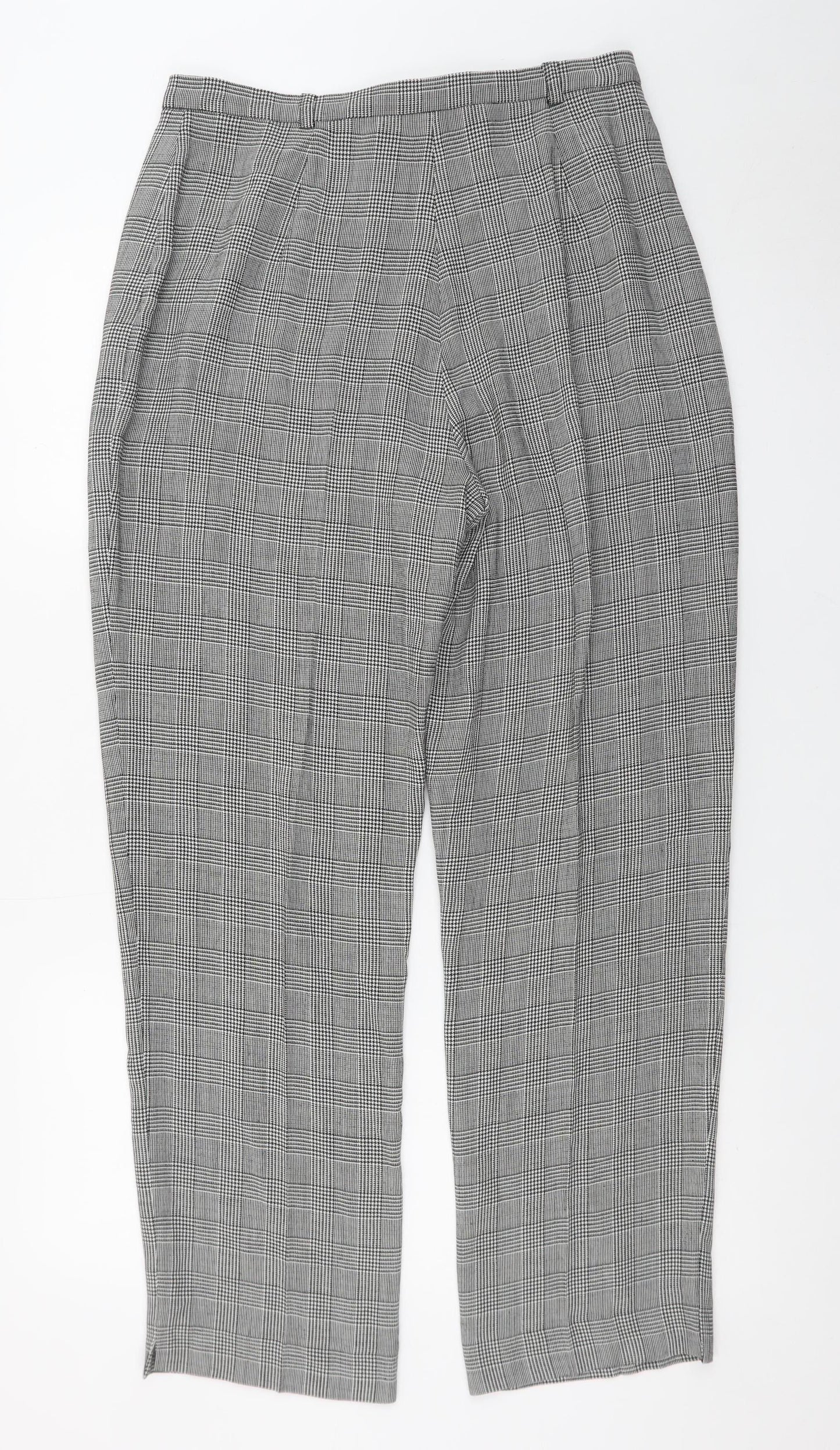 Viyella Petite Women's Grey Check Wool Blend Trousers UK 12