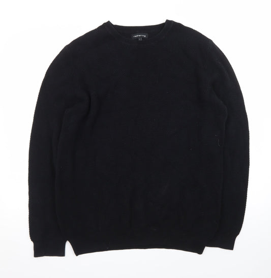 Red Herring Men’s Black Cotton Crew Neck Jumper Size L