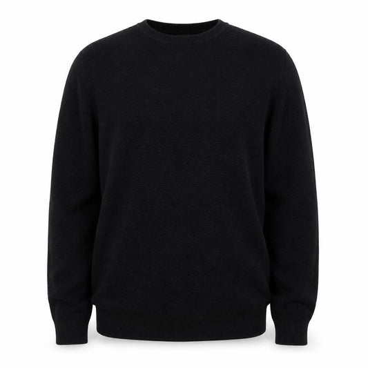 Front view of Red Herring Men’s Black Cotton Crew Neck Jumper, size L