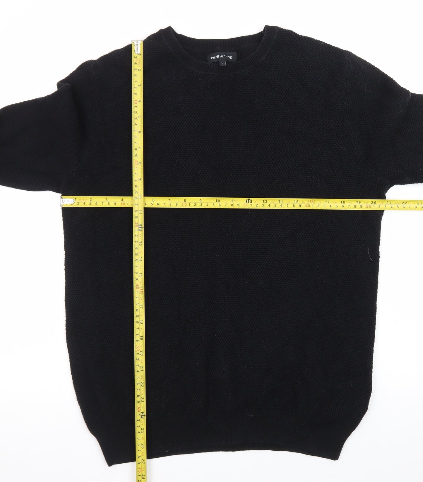 Red Herring Men’s Black Cotton Crew Neck Jumper Size L