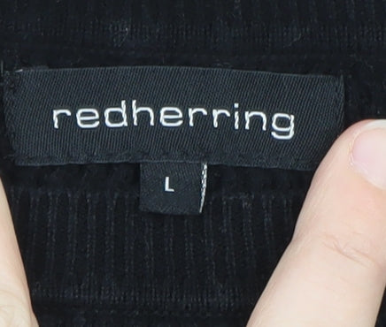 Red Herring Men’s Black Cotton Crew Neck Jumper Size L