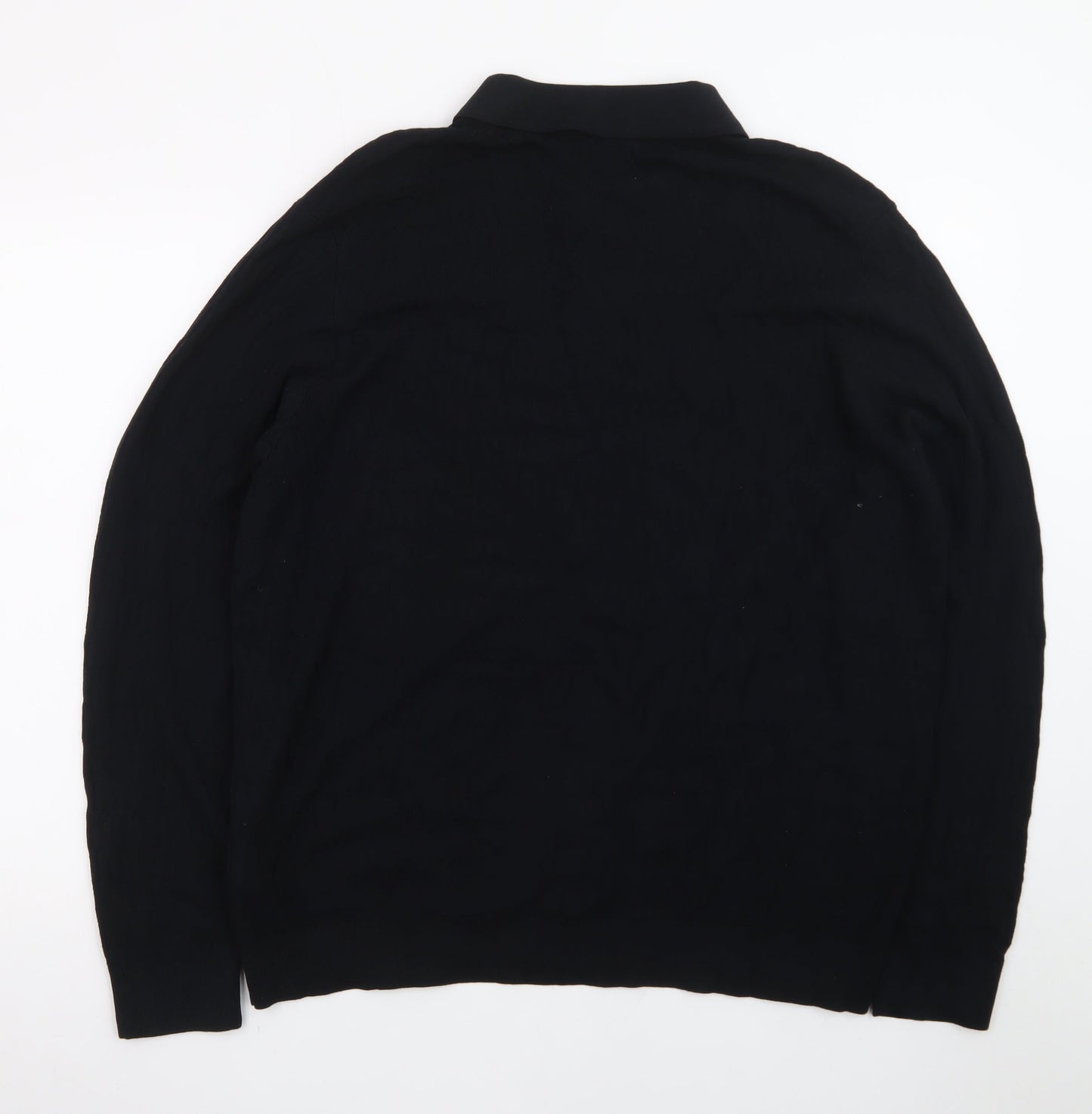Marks and Spencer Men’s Black 2XL Collared Henley Jumper