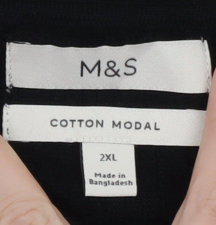 Marks and Spencer Men’s Black 2XL Collared Henley Jumper