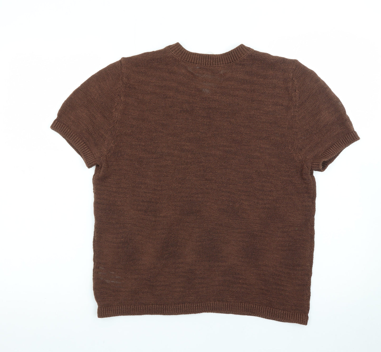 Marks and Spencer Women's Brown Wool Blend V-Neck Jumper M