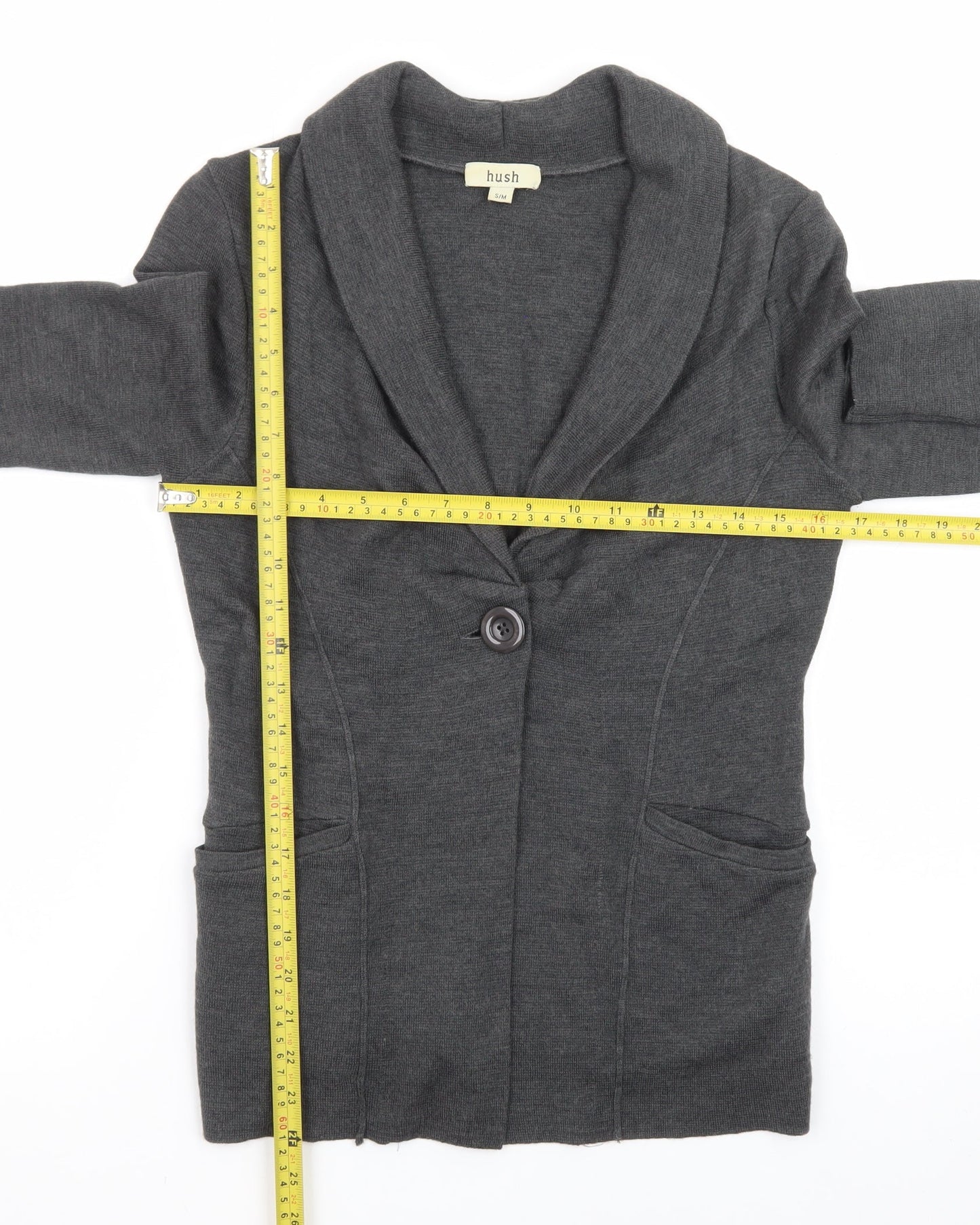 Hush Women's Grey Wool Blend Long Sleeve Cardigan S