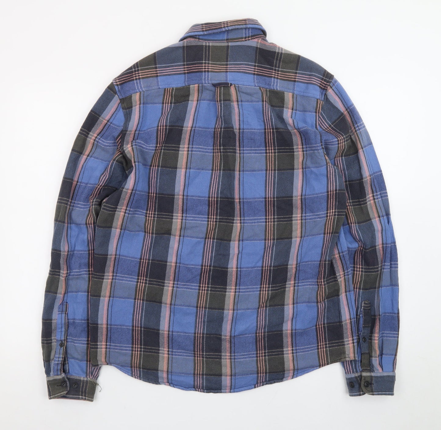 ASOS Mens Blue Checked Flannel Button-Up Shirt Size M