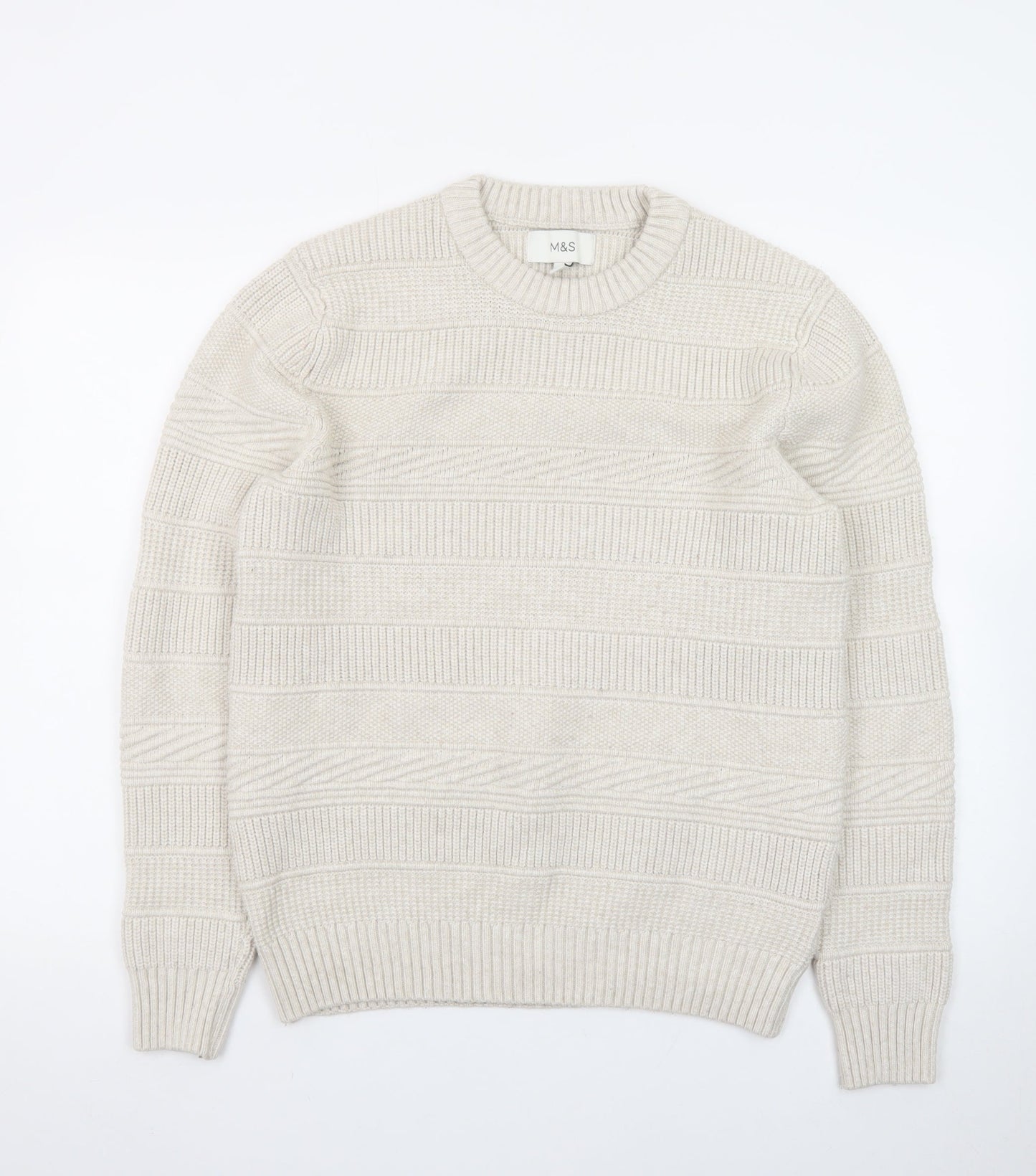 Marks and Spencer Women Ivory Crew Neck Knit Jumper Medium
