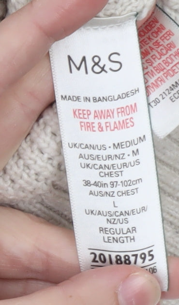 Marks and Spencer Women Ivory Crew Neck Knit Jumper Medium