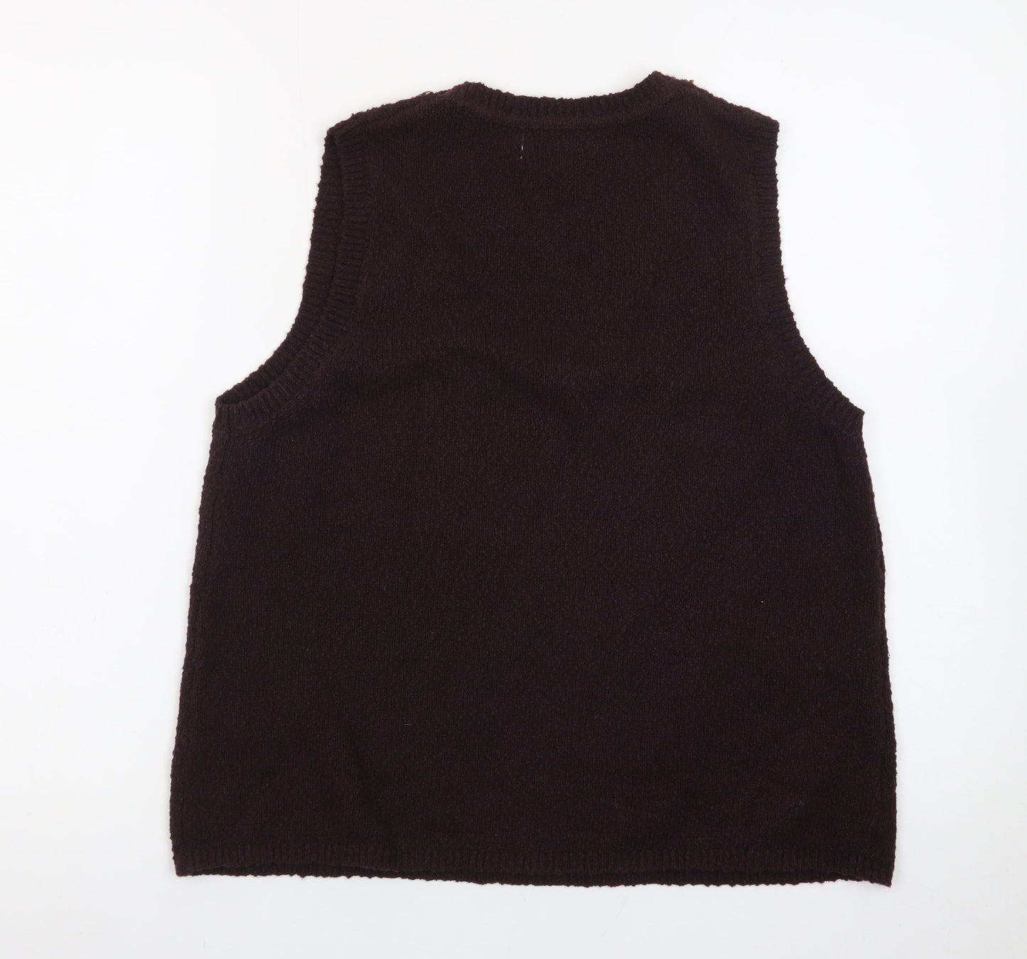 Marks and Spencer Womens Brown Wool Blend Sleeveless V-Neck Vest M