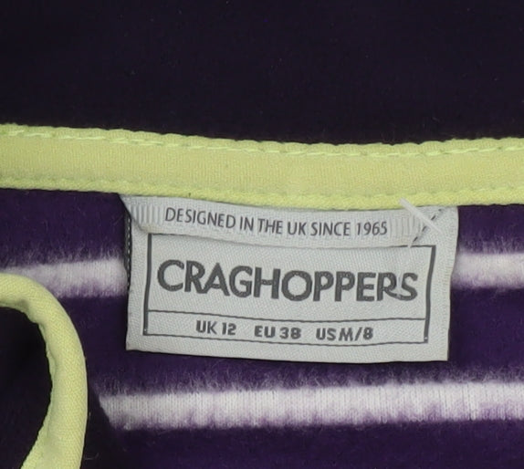 Craghoppers Women's Purple Stripe Fleece 1/2 Zip Pullover UK 12