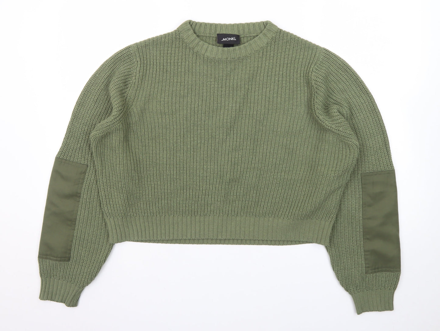 Monki Unisex Green Chunky Knit Crew Neck Jumper Size S
