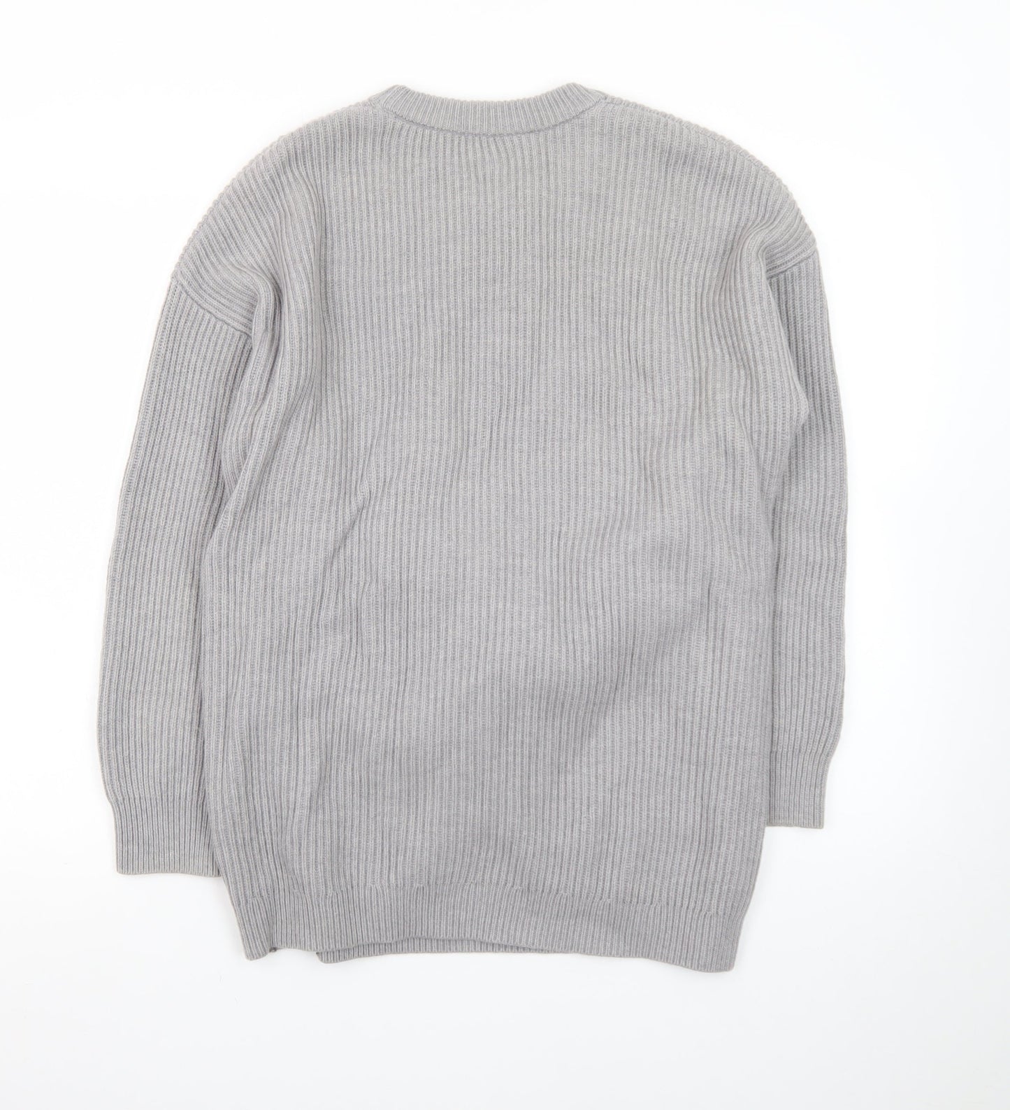 & Other Stories Women Grey Wool Blend Ribbed Pullover Jumper S