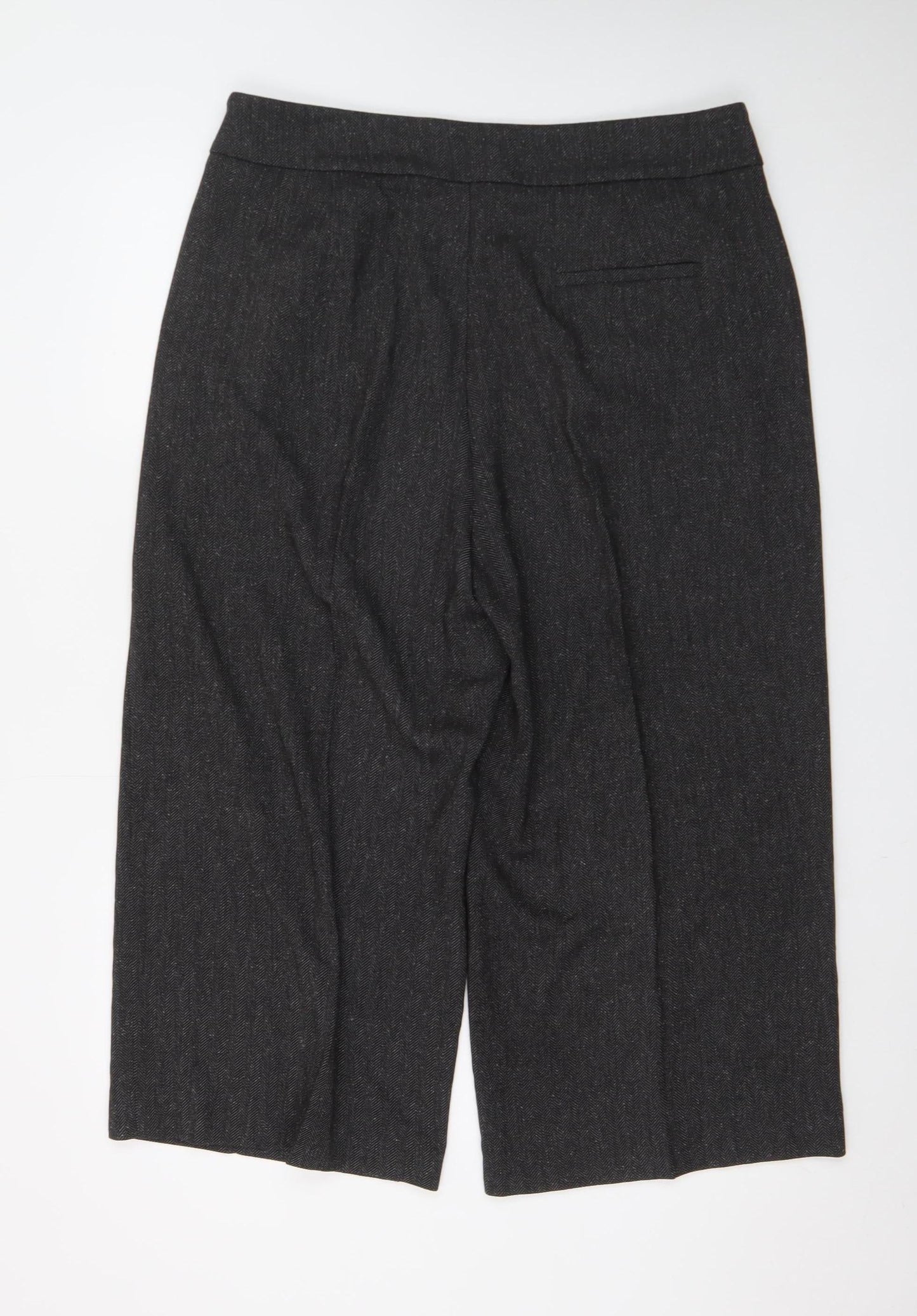 Marks and Spencer Womens Grey Wide-Leg Cropped Trousers Size 16