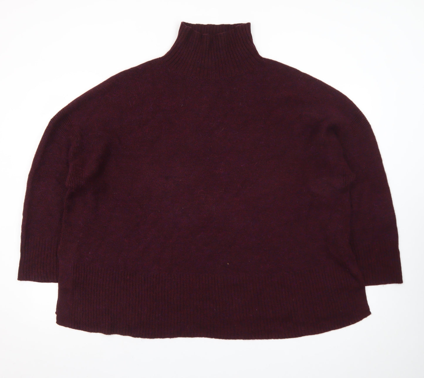 Poetry Women’s Purple Roll Neck Alpaca Cotton Jumper UK 20 Relaxed Fit