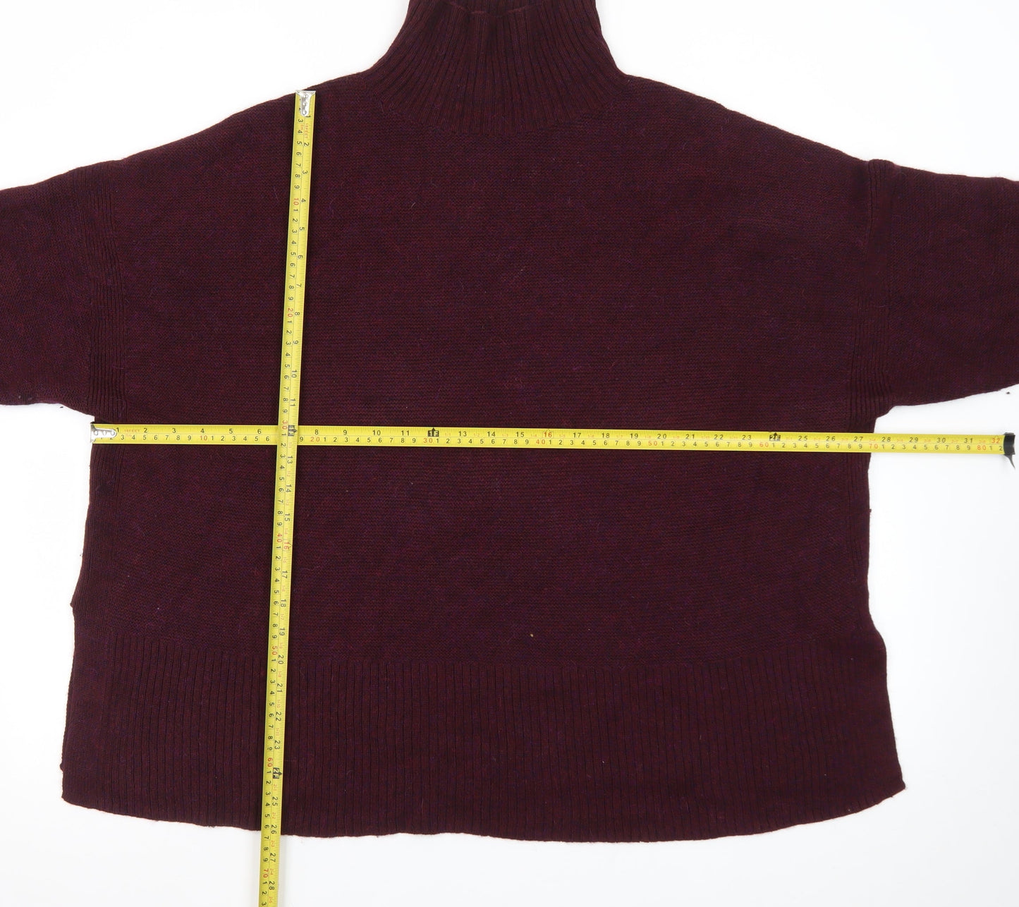 Poetry Women’s Purple Roll Neck Alpaca Cotton Jumper UK 20 Relaxed Fit