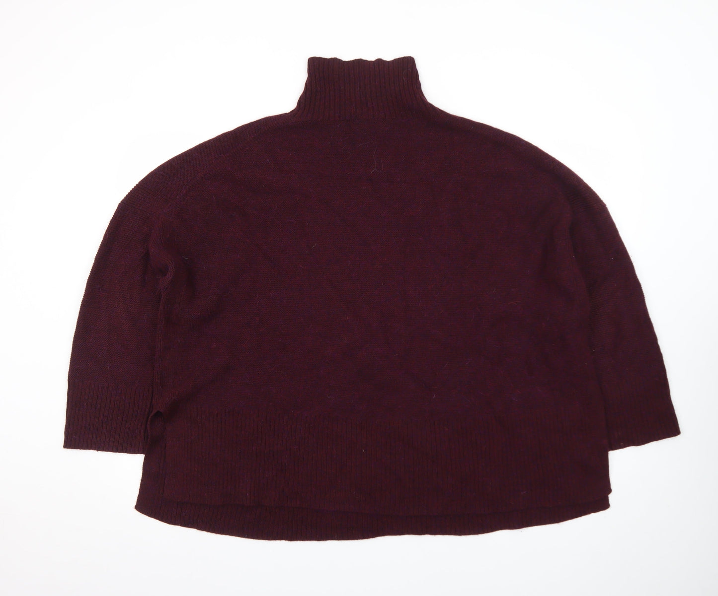 Poetry Women’s Purple Roll Neck Alpaca Cotton Jumper UK 20 Relaxed Fit