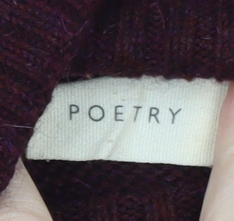 Poetry Women’s Purple Roll Neck Alpaca Cotton Jumper UK 20 Relaxed Fit