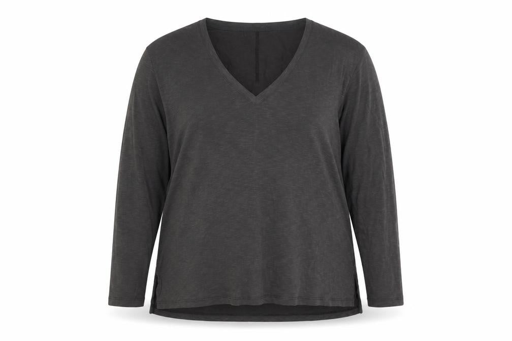 Marks & Spencer Per Una Women Grey V-Neck Long Sleeve Basic Top Size 18