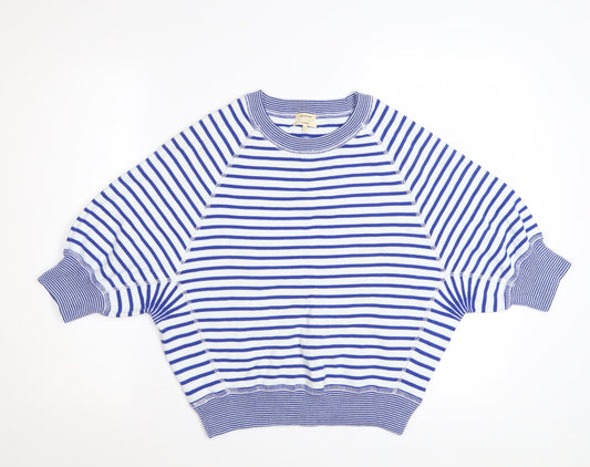 Bellerose Womens Blue Striped Cotton Short Sleeve Oversized Jumper S