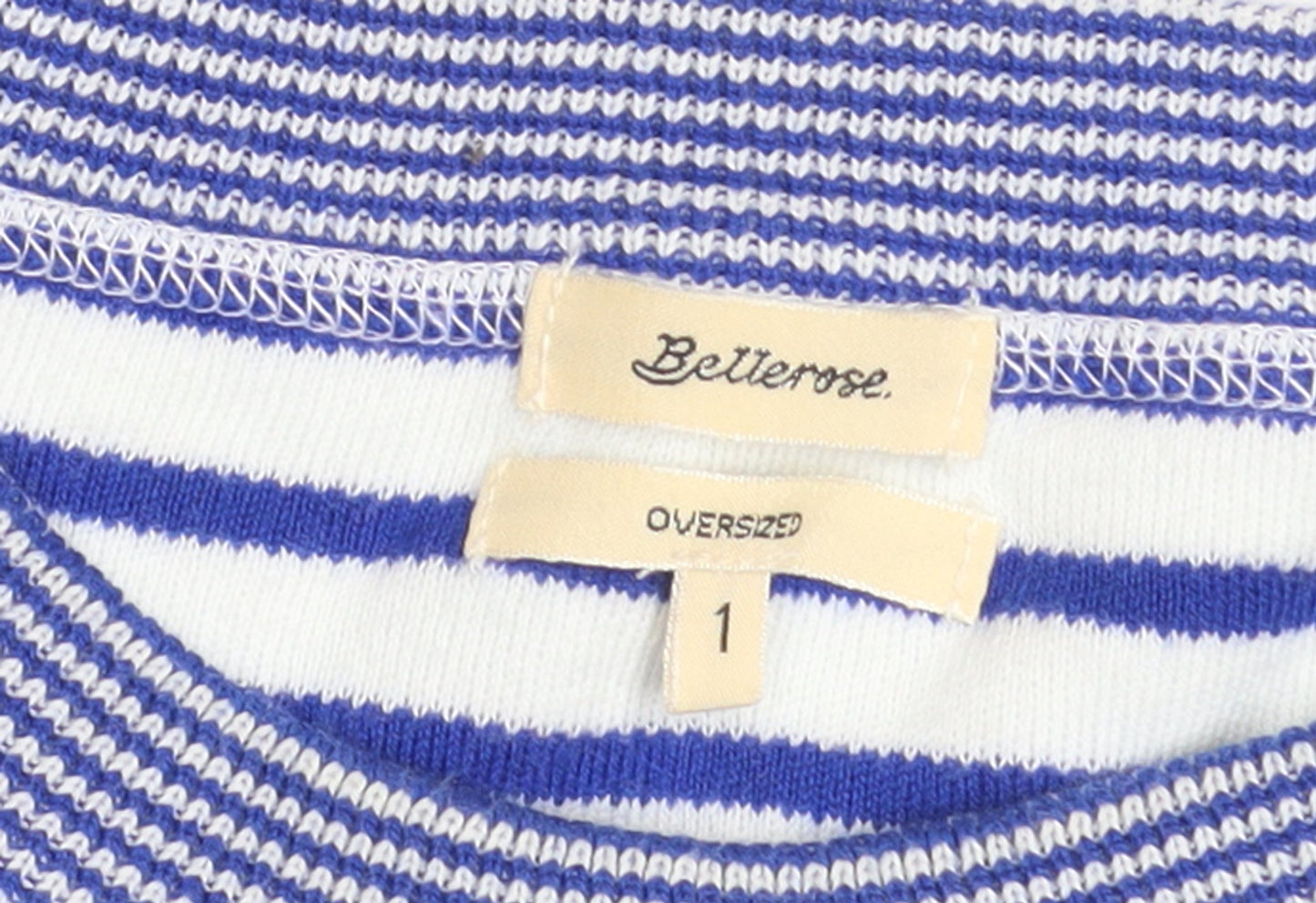 Bellerose Womens Blue Striped Cotton Short Sleeve Oversized Jumper S