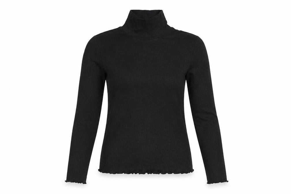 Front view of French Connection Women's Black XS Roll Neck Long Sleeve Stretch Top