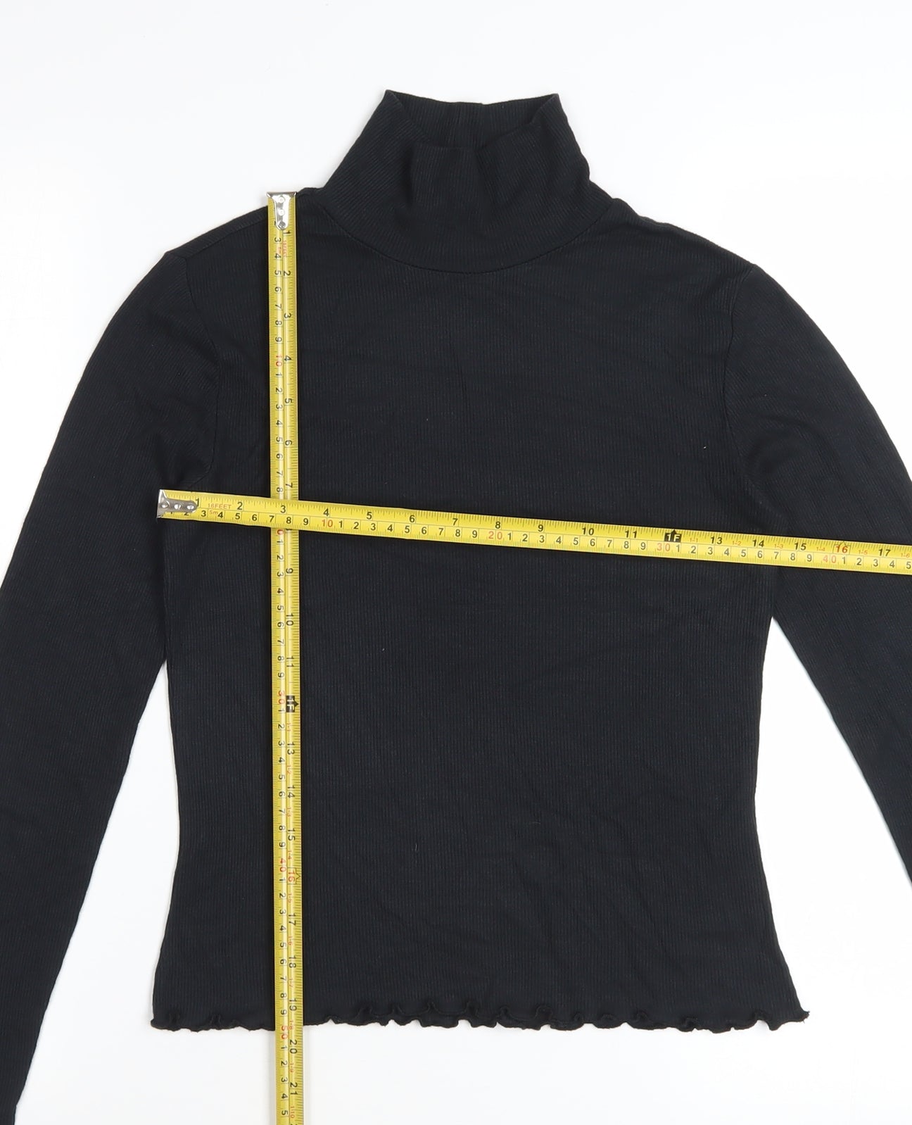 French Connection Women's Black XS Roll Neck Long Sleeve Stretch Top