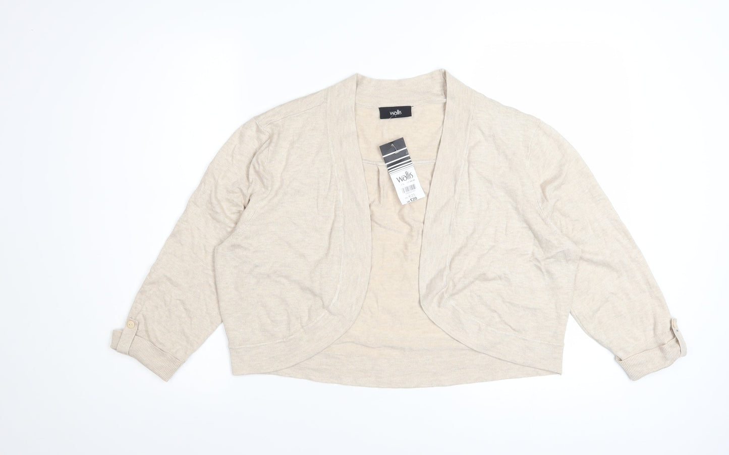 Wallis Women Beige Lightweight Knit Open Cardigan Size 16