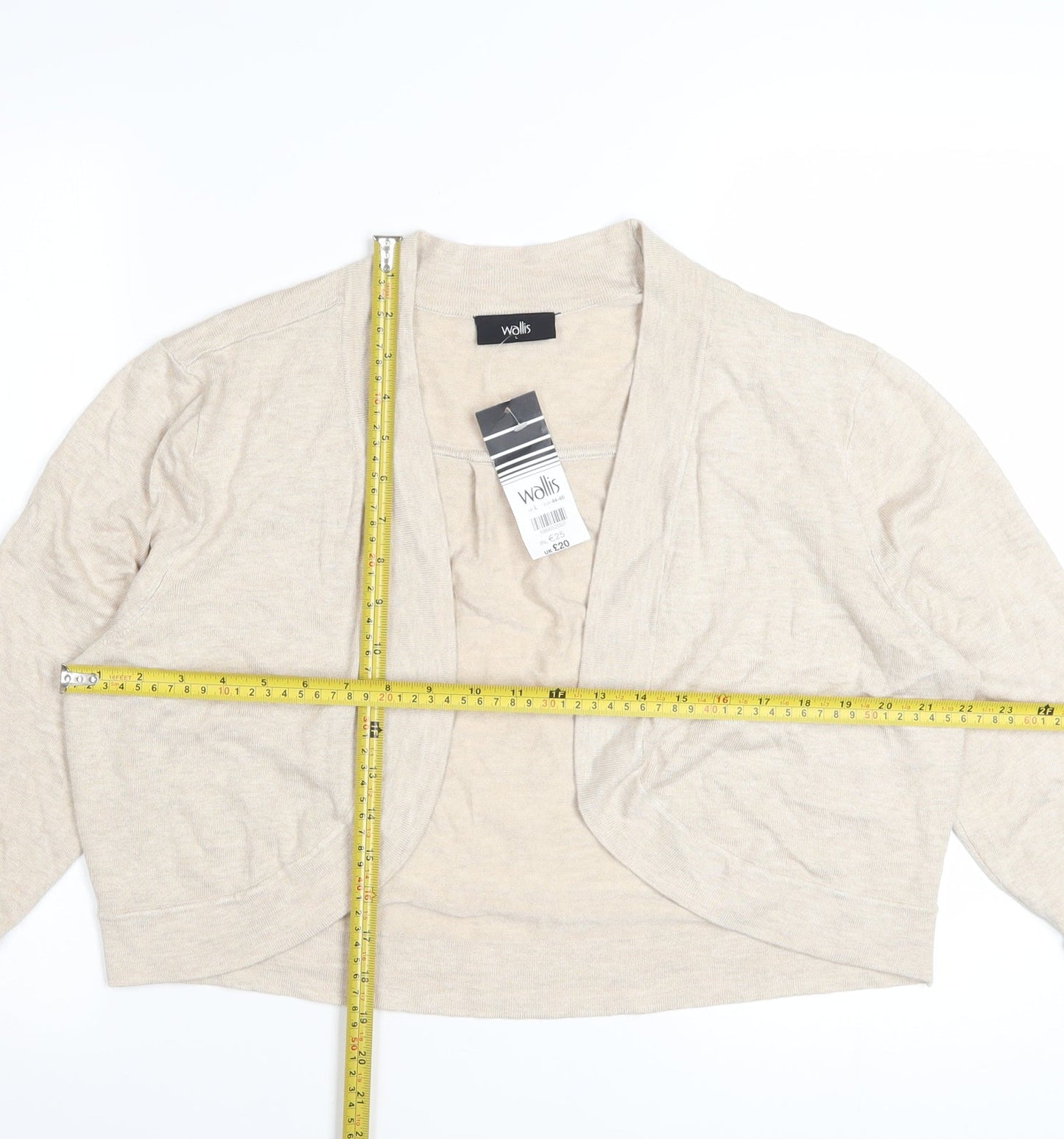 Wallis Women Beige Lightweight Knit Open Cardigan Size 16