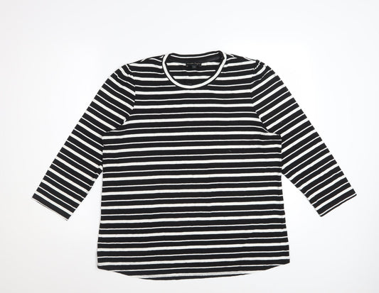 Phase Eight Women’s Black White Striped 3/4 Sleeve Jersey Top UK 18