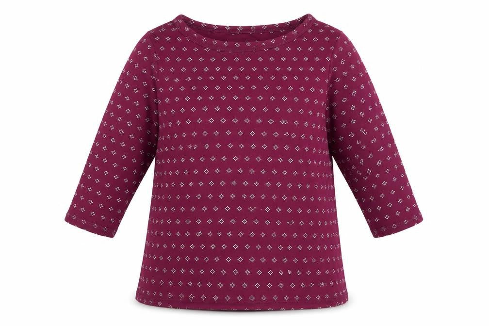 Marks & Spencer Women's Purple Geometric Cotton 3/4 Sleeve T-Shirt Size 18