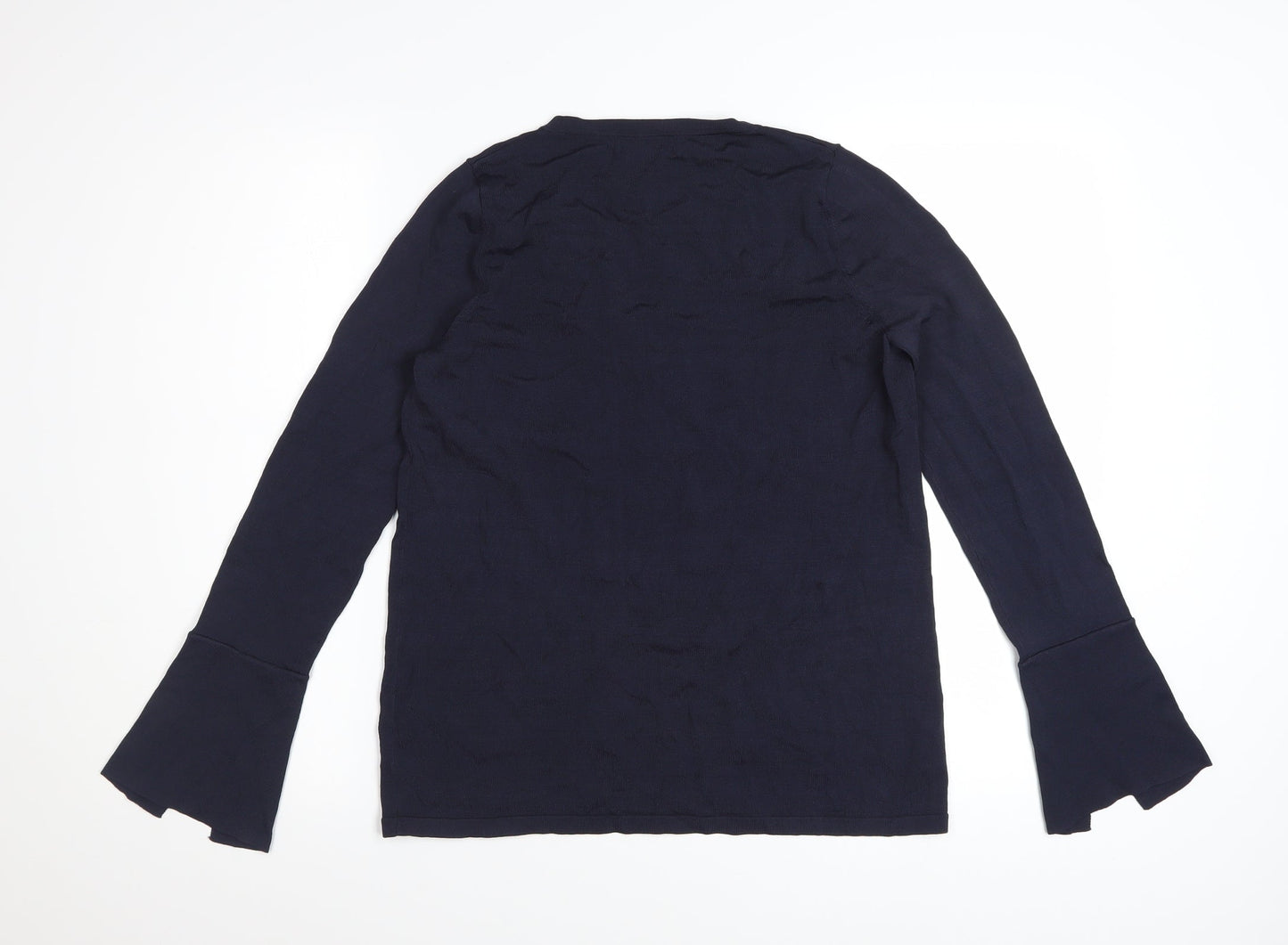 Marks and Spencer Women’s Navy Blue Flared Sleeve V-Neck Blouse Size 8
