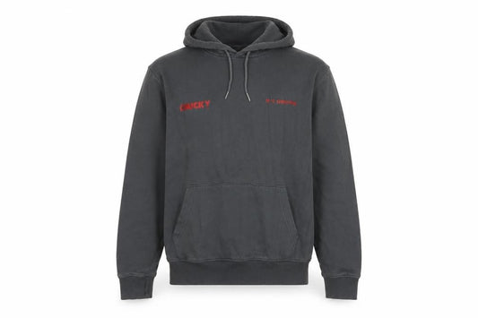 Chucky Men’s Grey Pullover Hoodie L Horror Graphic Print Sweatshirt