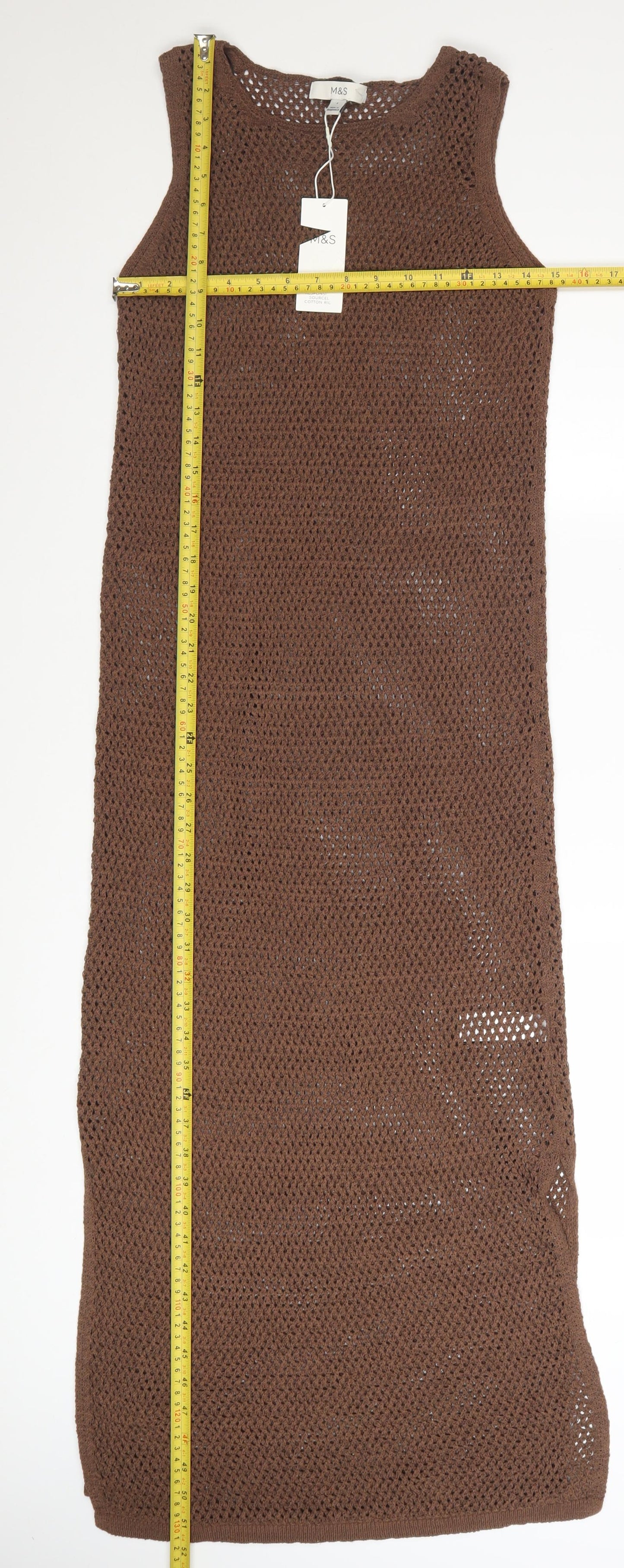 Marks and Spencer Women Brown Knit Slip Maxi Dress Size S