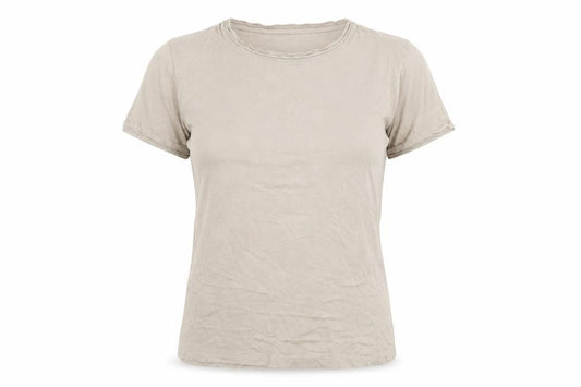 Zara Women Beige Cotton Basic Crew Neck T-Shirt Size 12