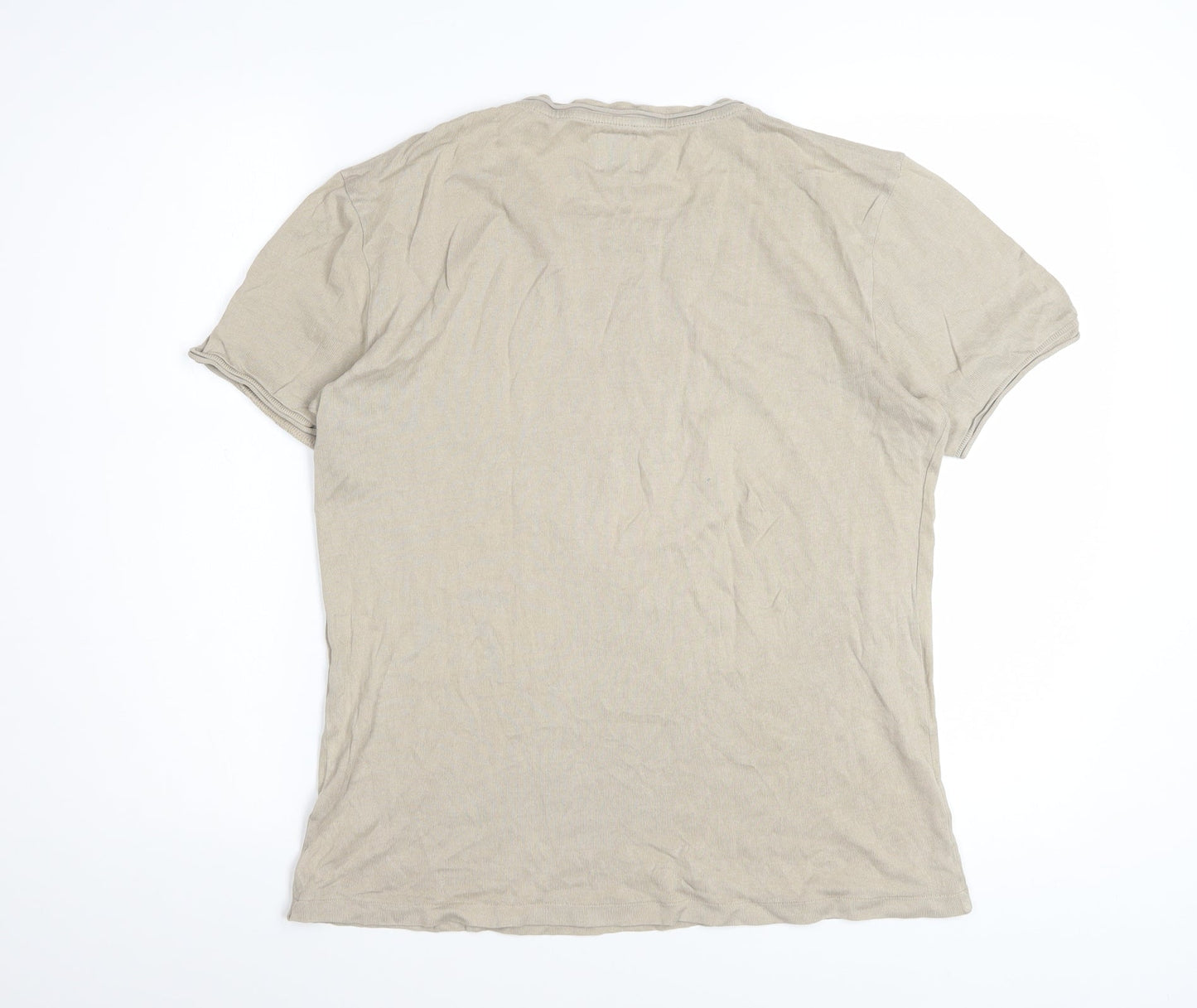 ZARA Women Beige Cotton Basic Crew Neck T-Shirt Size 12