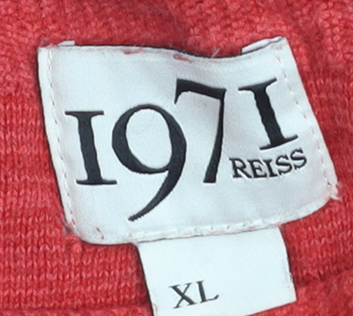 Reiss 1971 Men's Red Cotton XL Crew Neck Knit Jumper