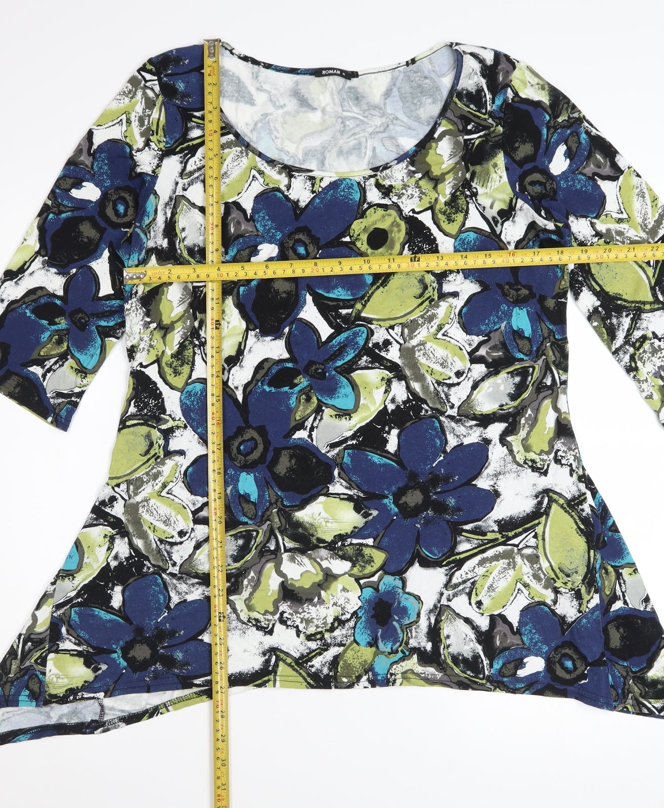 Roman Women’s Multicoloured Floral Tunic Top Size 16 3/4 Sleeve