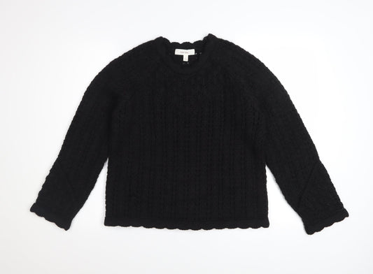 Marks and Spencer Per Una Women's Black Cable-Knit Wool Blend Jumper S