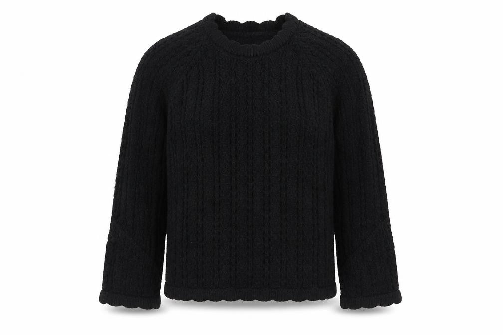 Marks & Spencer Per Una Women's Black Cable-Knit Wool Blend Jumper S