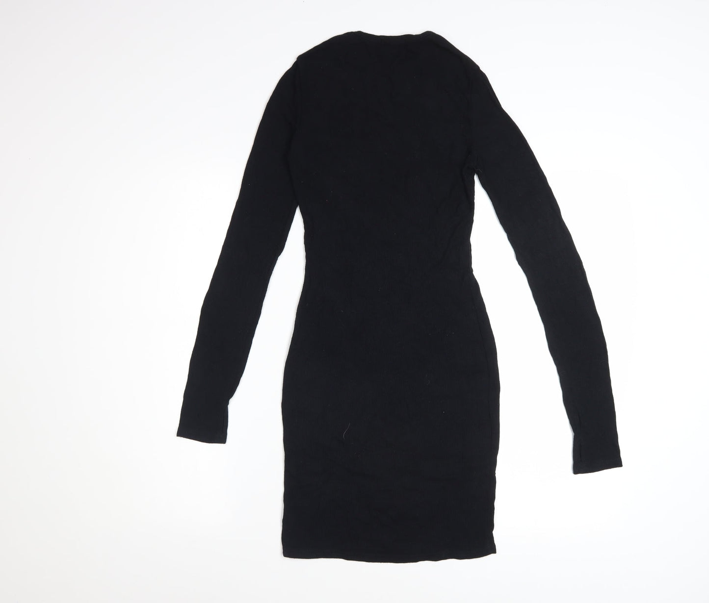 PrettyLittleThing Women Black Size 6 Bodycon Mini Dress Long Sleeve