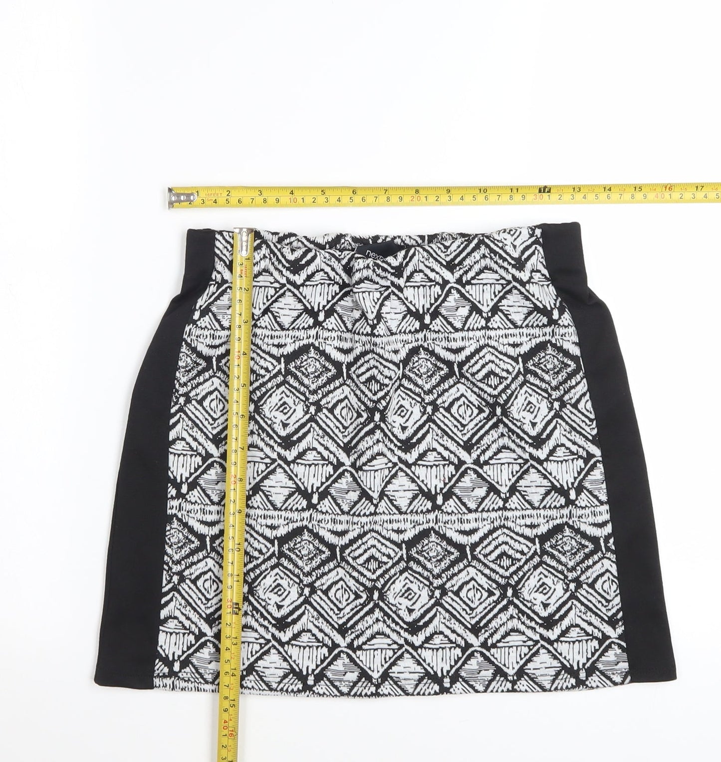 Next Women’s Black Geometric Stretch Pencil Skirt Size 8