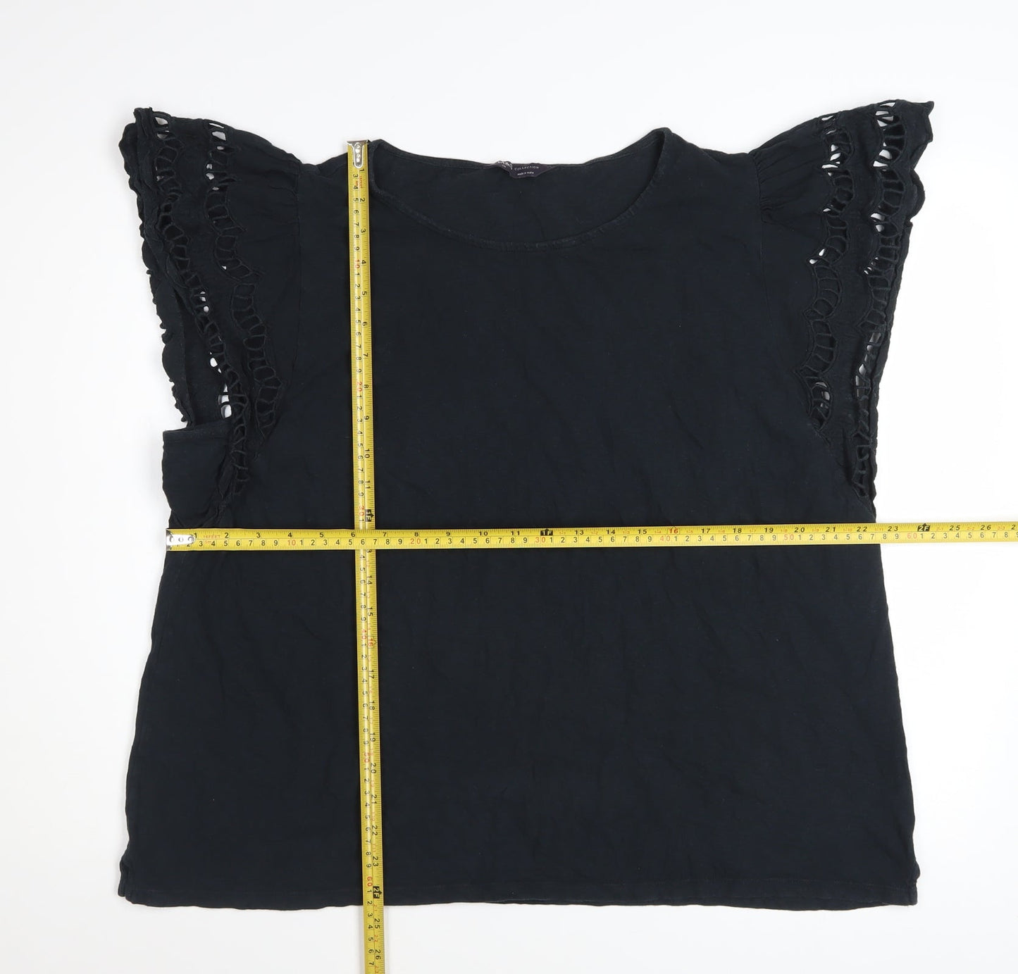 Marks and Spencer Women’s Black Embroidered Cotton Blouse Size 20